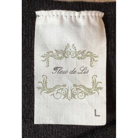 Fleur De Lis Black Long Sleeve Tunic Sweater With Zipper Detail Size L Soft - Picture 5 of 7